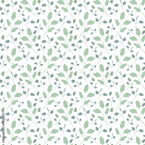 Seamless eucalyptus leaves pattern, Vector floral background for fabric, wrapping, souvenirs