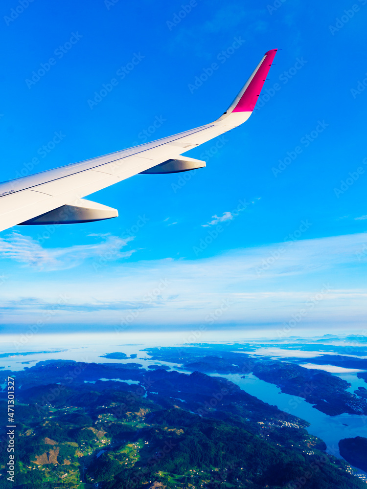 Fototapeta premium View from an airplane to fjords in Norway