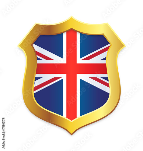 shield gold edge with uk united kingdom flag