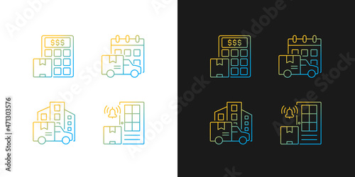 Φωτογραφία International delivery gradient icons set for dark and light mode