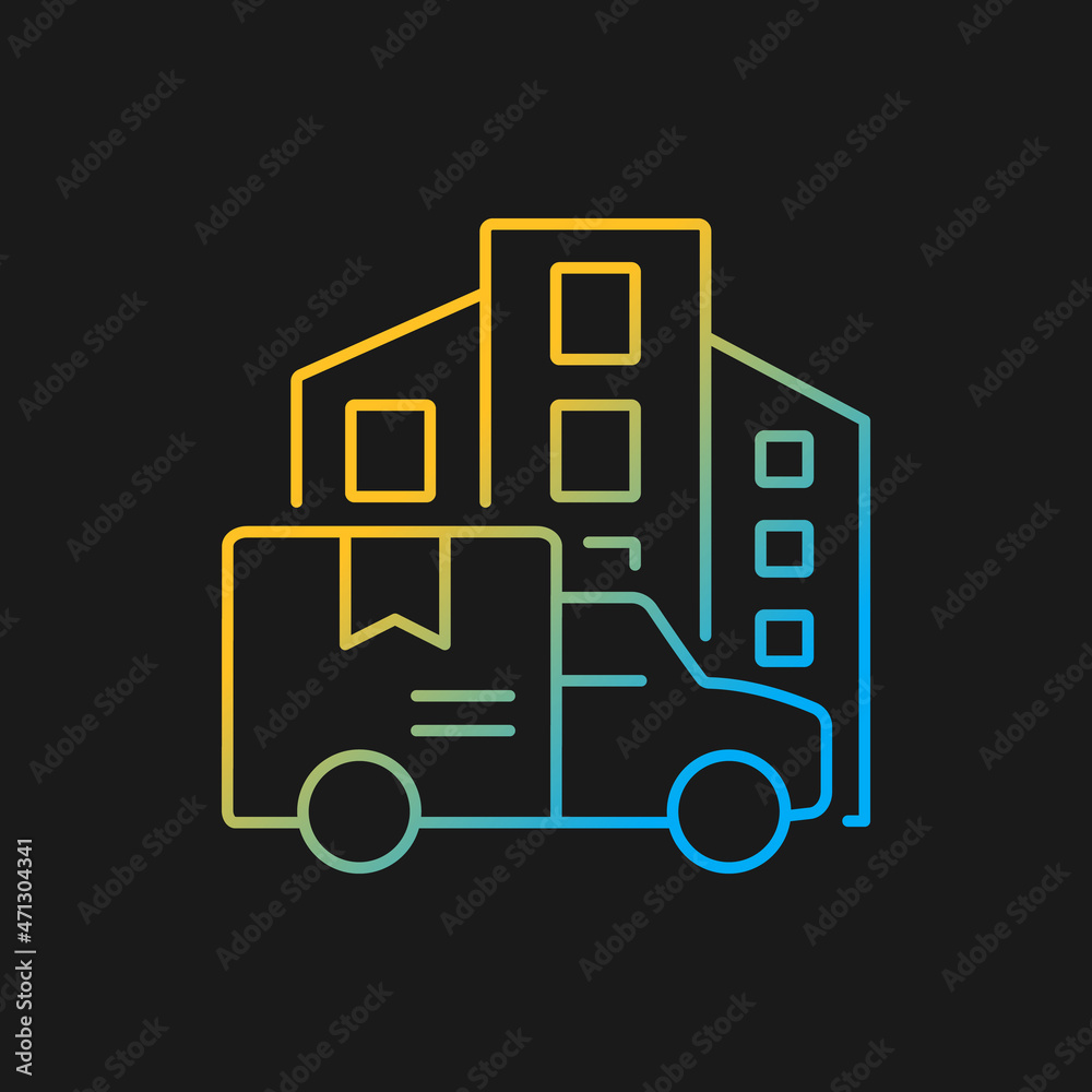 International freight delivery broker company gradient vector icon for dark theme. Cargo transportation business logo. Thin line color symbol. Modern style pictogram. Vector isolated outline drawing International freight delivery broker company gradient vector icon for dark theme. Cargo transportation business logo. Thin line color symbol. Modern style pictogram. Vector isolated outline drawing