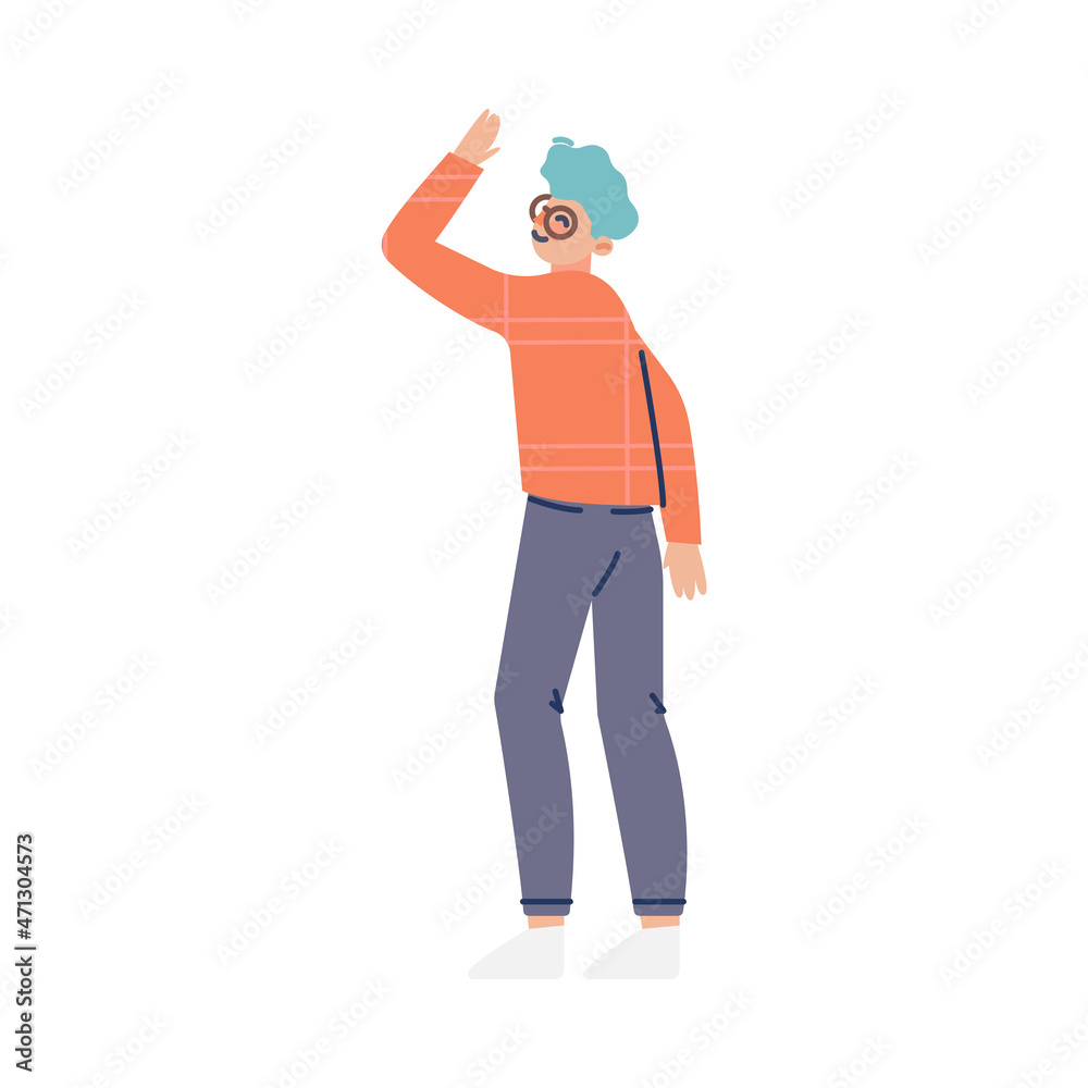 Puzzled Man Character with Raised Hand Asking Question Vector Illustration Puzzled Man Character with Raised Hand Asking Question Vector Illustration