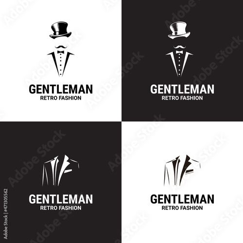 Gentleman logo. gentleman label. Classic illustration with men only icons set. photo