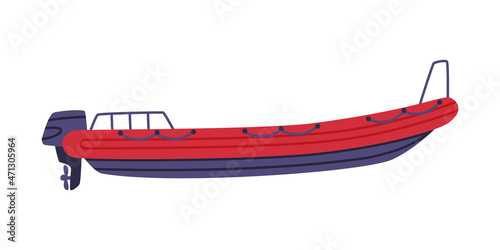 Boat as Sea Rescue Equipment and Emergency Vehicle for Urgent Saving of Life Vector Illustration