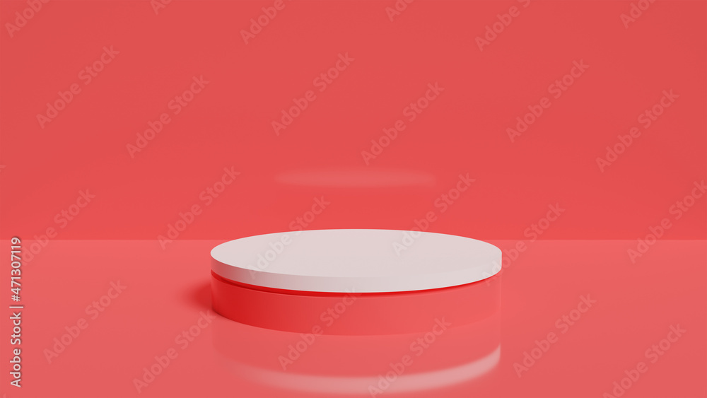 Single 3D Podium red theme for product presentation advertising realistic Single 3D Podium red theme for product presentation advertising realistic