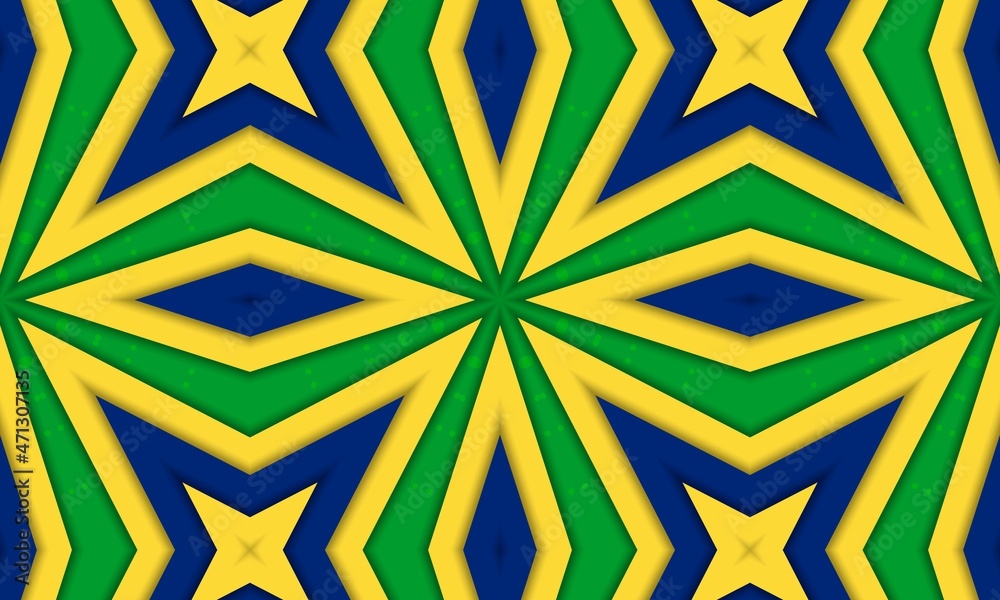 Abstract geometric pattern with colors of Brazil flag. Good for Independence Day,  Proclamation of the Republic, New Year and other public holidays in Brazil.