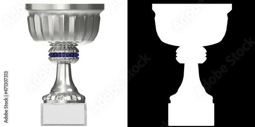 3D rendering illustration of a small trophy cup
