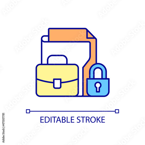 Safe business documents RGB color icon. Protection of work files and documents, system management control. Isolated vector illustration. Simple filled line drawing. Editable stroke