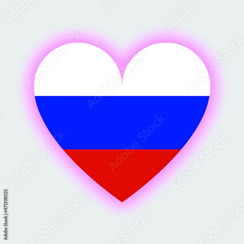 Flag of Russia in heart. Russia flag vector.