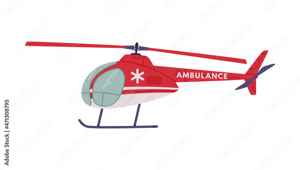 Aircraft as Ambulance Emergency Rescue Service Vehicle and Medical Care Transport Vector Illustration