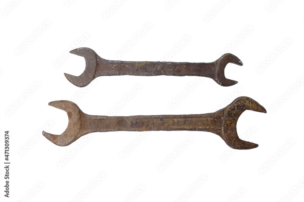 Old Rusty spanner isolated on white background. Old Rusty spanner isolated on white background.