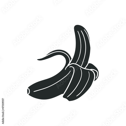 Banana Icon Silhouette Illustration. Fruit Vector Graphic Pictogram Symbol Clip Art. Doodle Sketch Black Sign.
