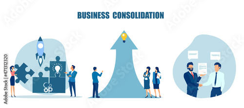 Vector of business people a team collaborating building a successful business