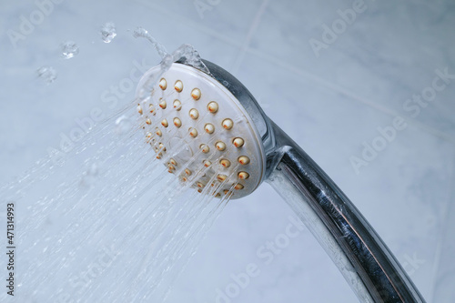 Broken Shower Rusty Water Concept.