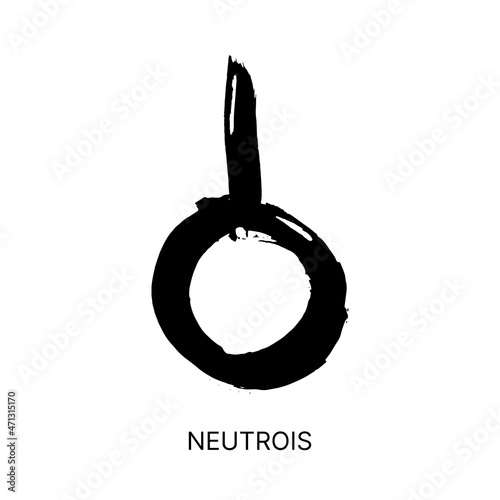 Hand drawn black ink brush stroke gender symbol. Sexual orientation sign isolated on white background. NEUTROIS grunge icon. Vector illustration photo