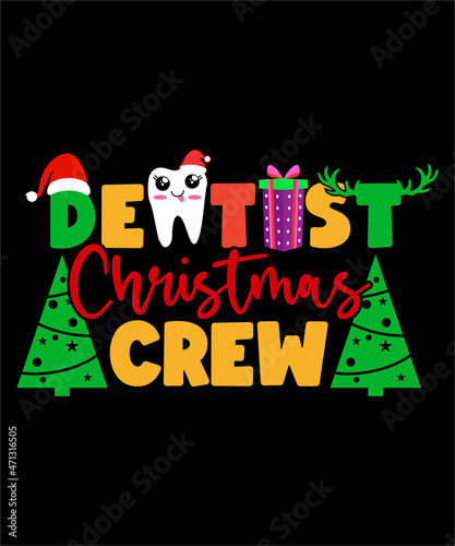 Dentist Christmas Crew Christmas Ugly Sweater Funny holiday matching family set of Christmas Santa hat and shoes gifts for the whole family. Christmas shirt Xmas Pajama For Vacation, Kids, Boys, men.