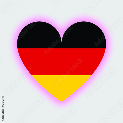 Flag of Germany in heart. Germany flag vector.