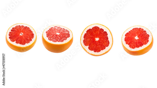 Half grapefruit isolated on white background.