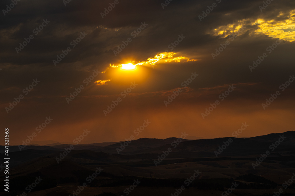 Sunset in the Ibitipoca mountains, city of Lima Duarte, State of Minas Gerais, Brazil