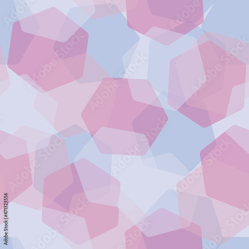 Vector blue and pink abstract hexagon texture seamless pattern. Playful, delicate and dreamy. Perfect for fabric, wallpaper, scrapbooking and stationery. Surface pattern design.