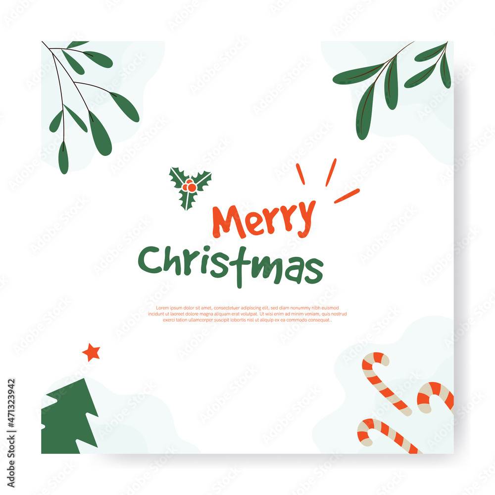 Obraz premium Merry Christmas Season Greeting Card Invitation with playfull hand drawn style design vector