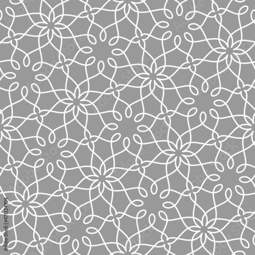 Pattern with vintage abstract floral elements. Intersecting curved elegant stylized leaves and background forming abstract floral ornament in Arabic style. Arabesque design. Decorative lattice.