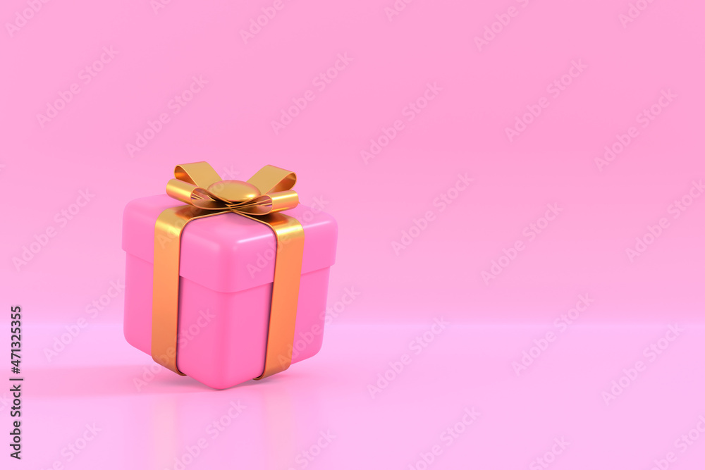 Gift box banner design. 3D rendering.
