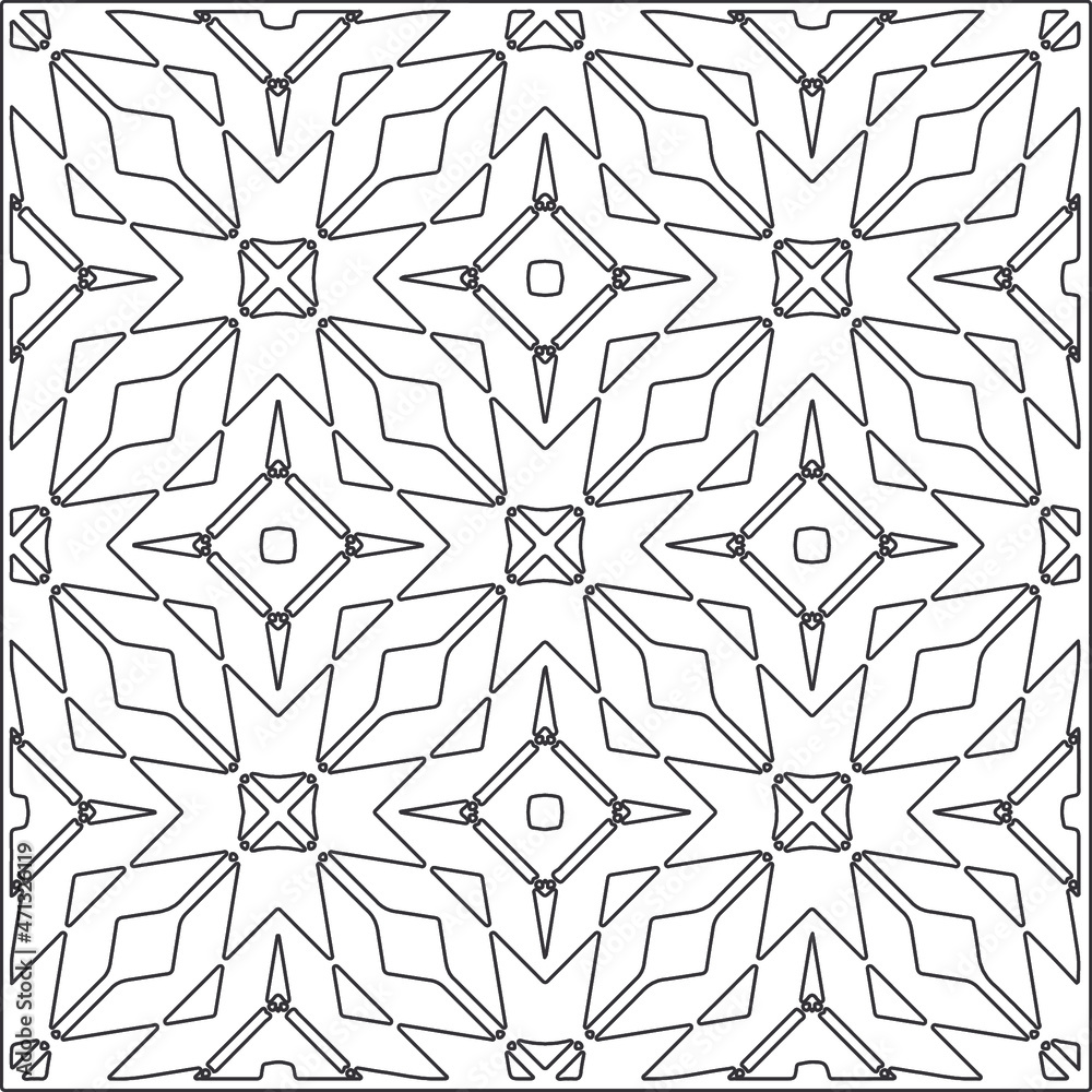  Abstract illustration in Line Art style.Black  pattern for wallpapers and backgrounds. 
