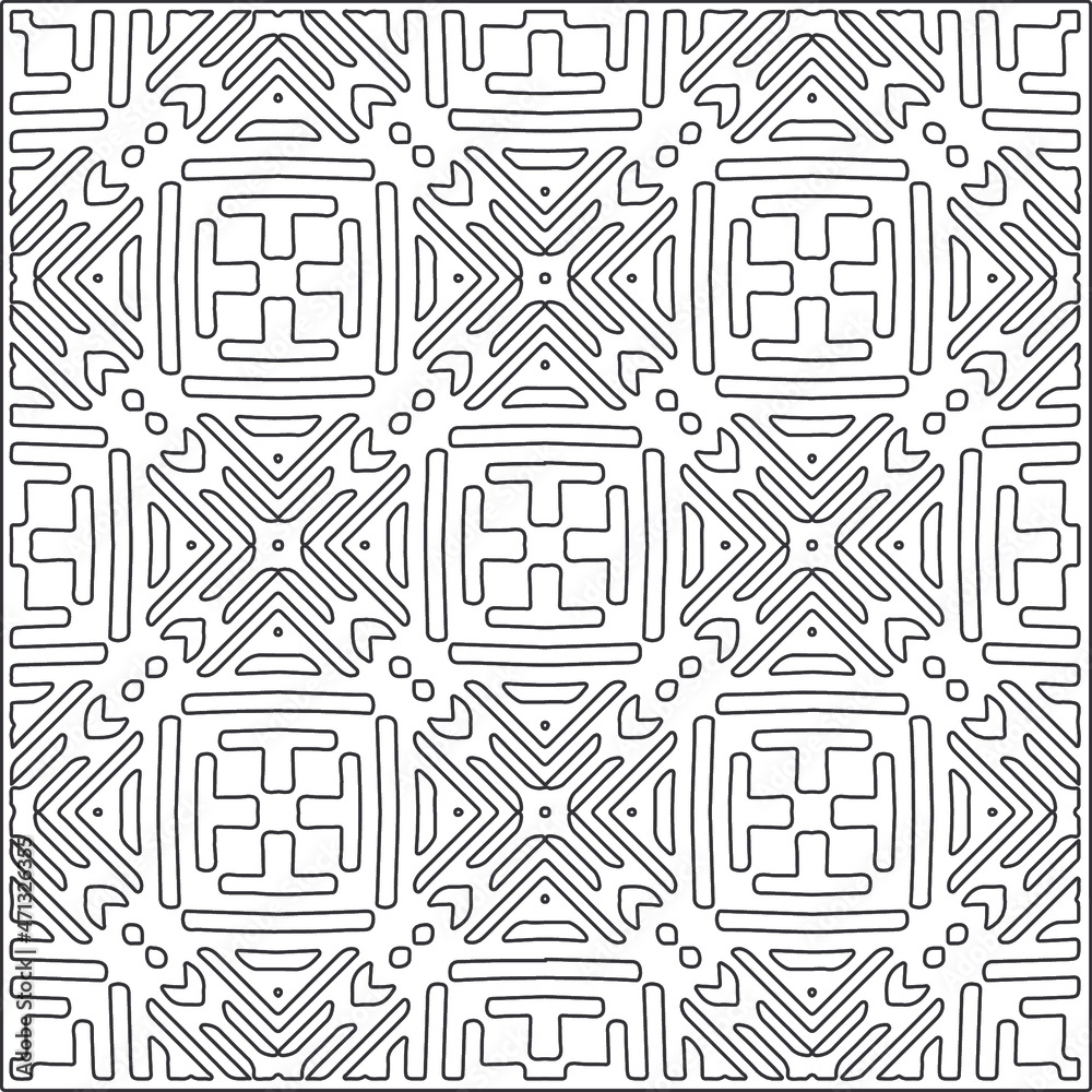  Abstract illustration in Line Art style.Black  pattern for wallpapers and backgrounds. 
