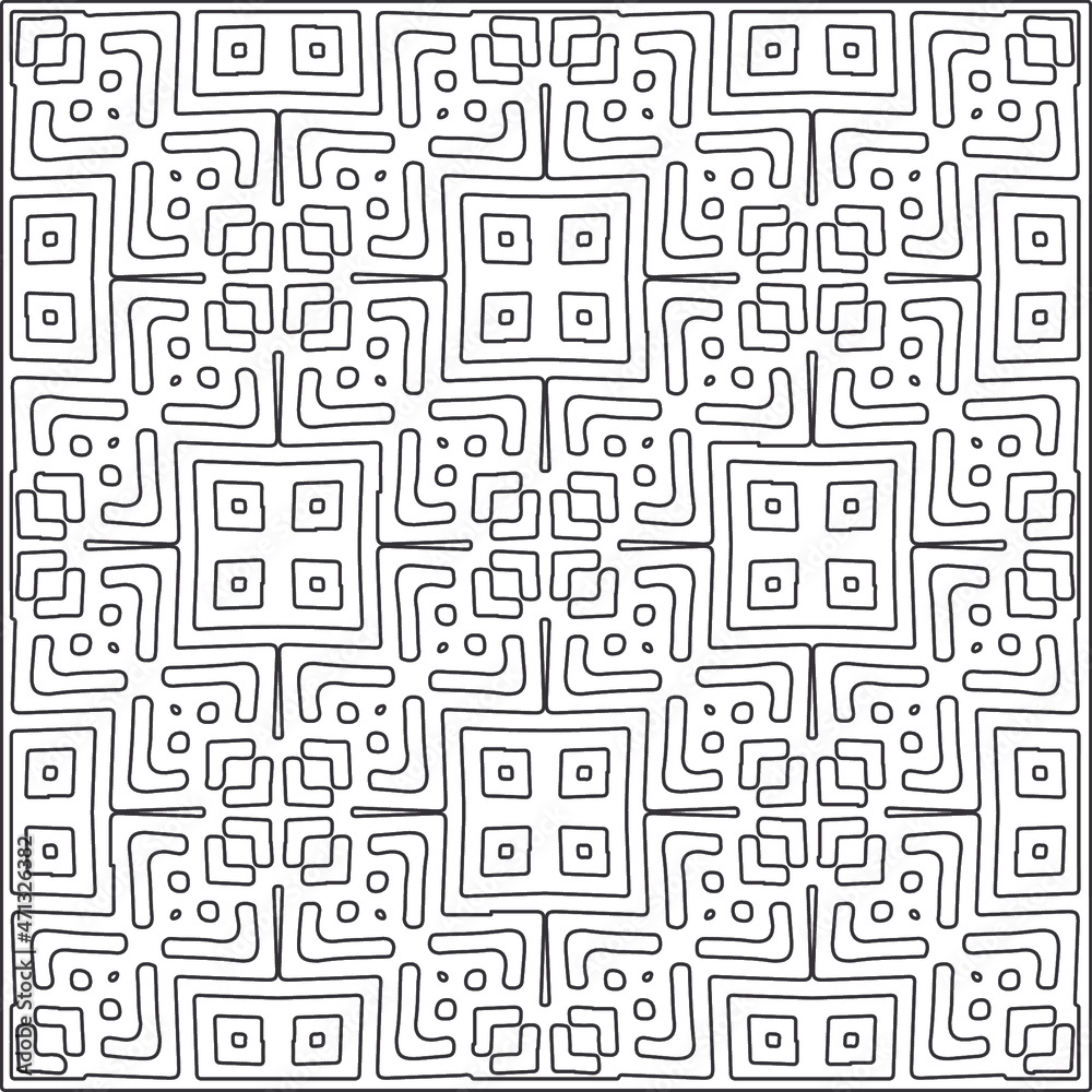  Abstract illustration in Line Art style.Black  pattern for wallpapers and backgrounds. 
