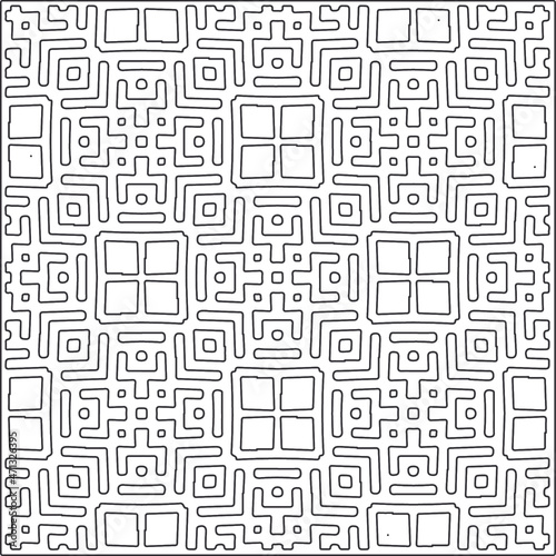  Abstract illustration in Line Art style.Black pattern for wallpapers and backgrounds. 