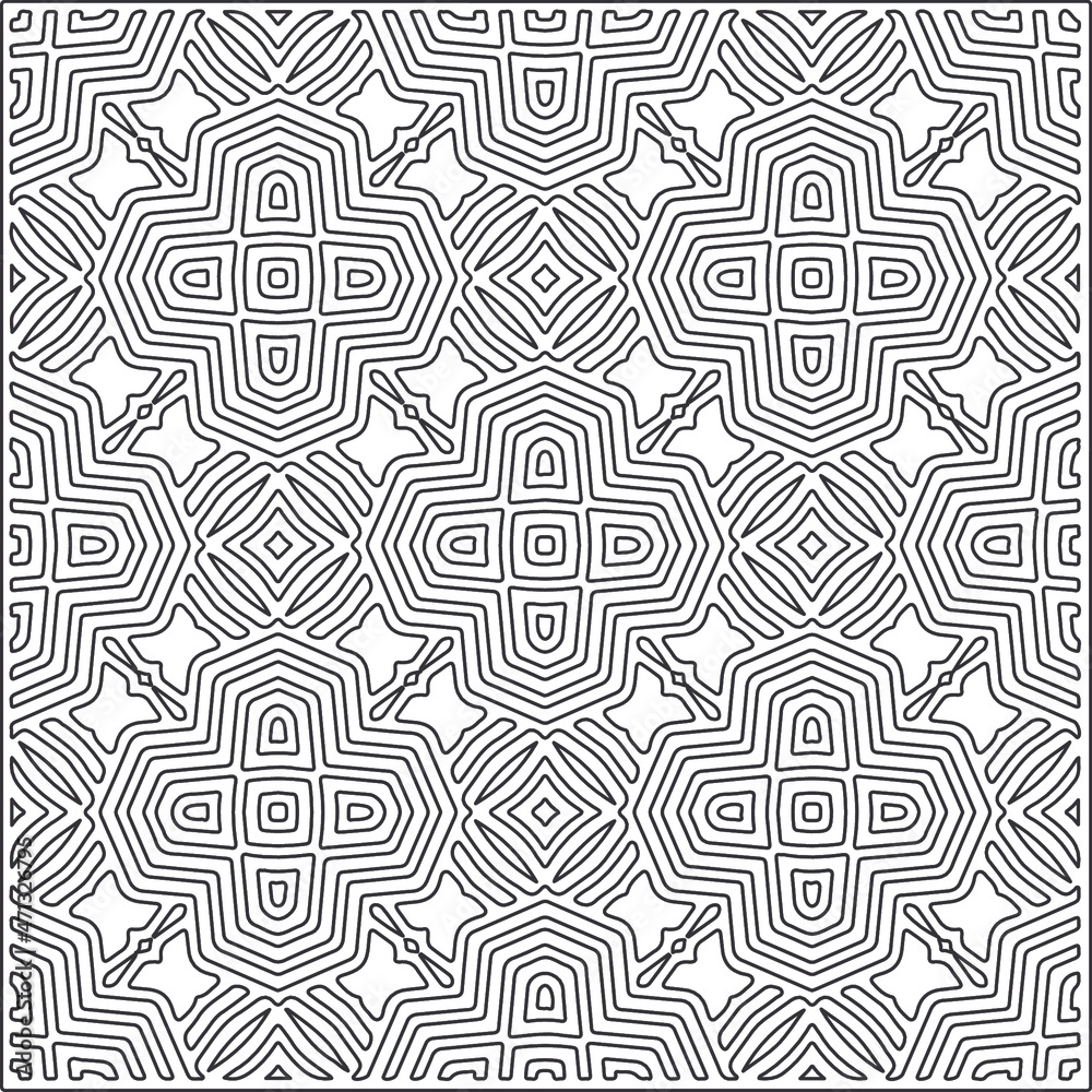 Abstract illustration in Line Art style.Black pattern for wallpapers and backgrounds. Abstract illustration in Line Art style.Black pattern for wallpapers and backgrounds.
