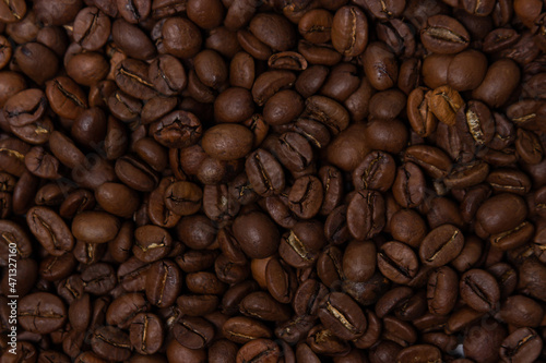 Full screen coffee beans. Freshly roasted coffee beans