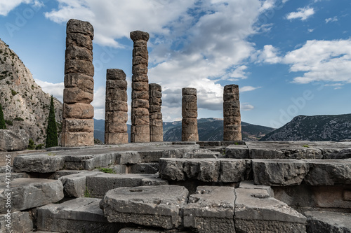 Antique columns of the Delphic Temple