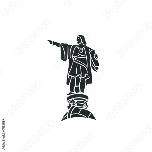 Columbus Icon Silhouette Illustration. Barcelona Vector Graphic Pictogram Symbol Clip Art. Doodle Sketch Black Sign.