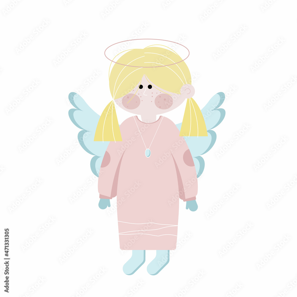 Christmas angel with wings flat vector illustration
Christmas angel with wings flat vector illustration