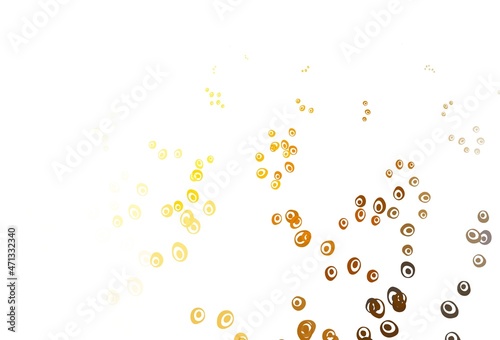 Light Yellow  Orange vector background with bubbles.