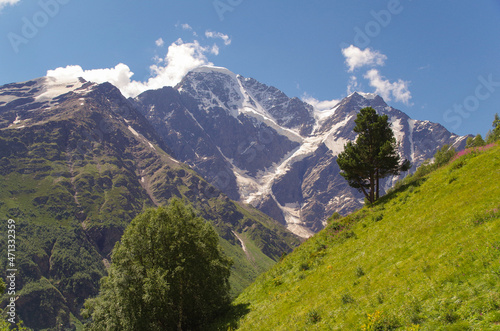 Beautiful view from the Cheget mountain. Nature and travel. Russia, Caucasus, Kabardino-Balkaria