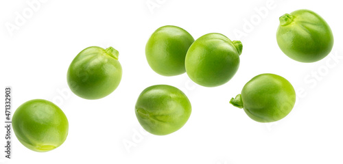 Konstfotografi Green peas isolated on white background