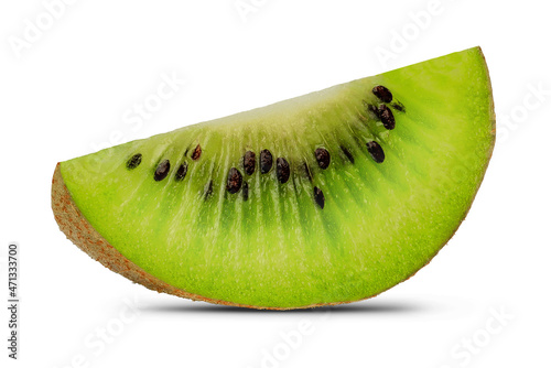 Slice of kiwi fruit isolated on white background in studio