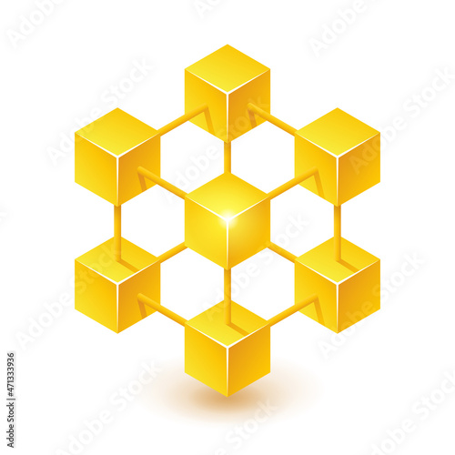 Blockchain 3D icon - database or cryptocurrency