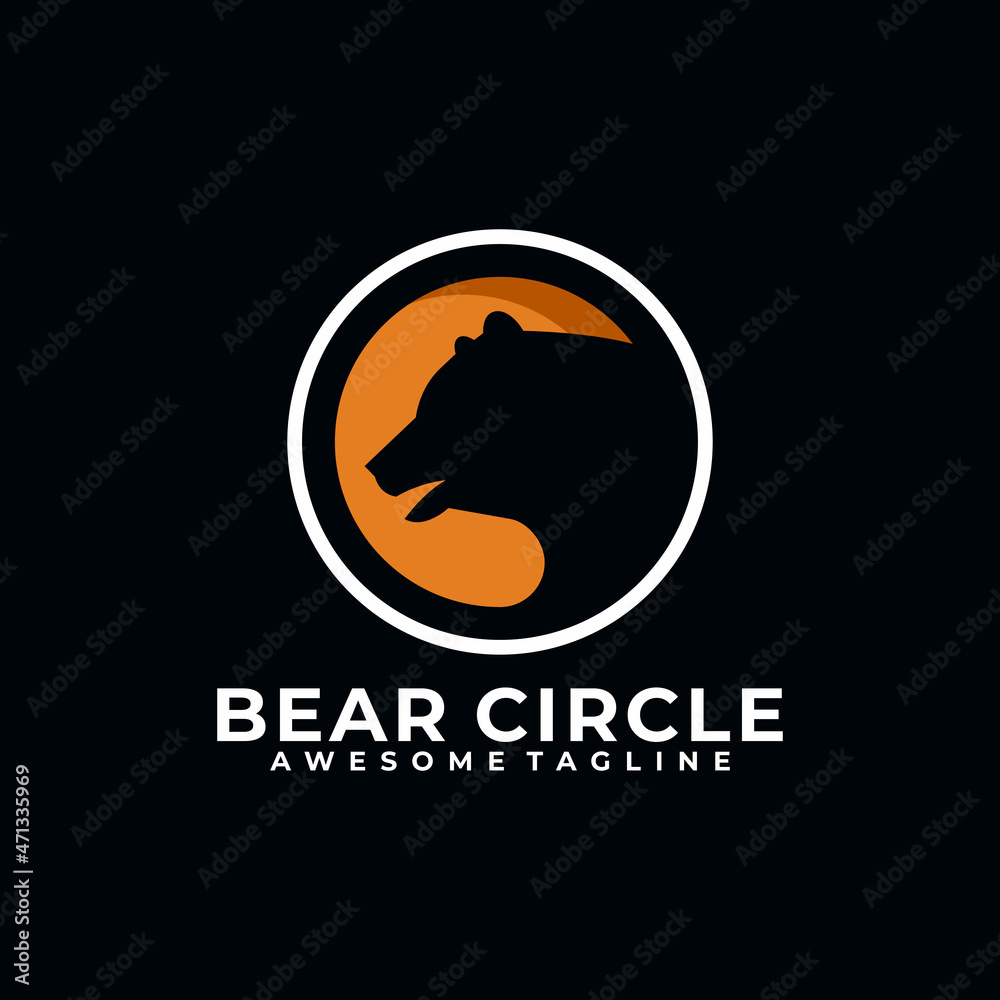 Bear circle logo design vector
