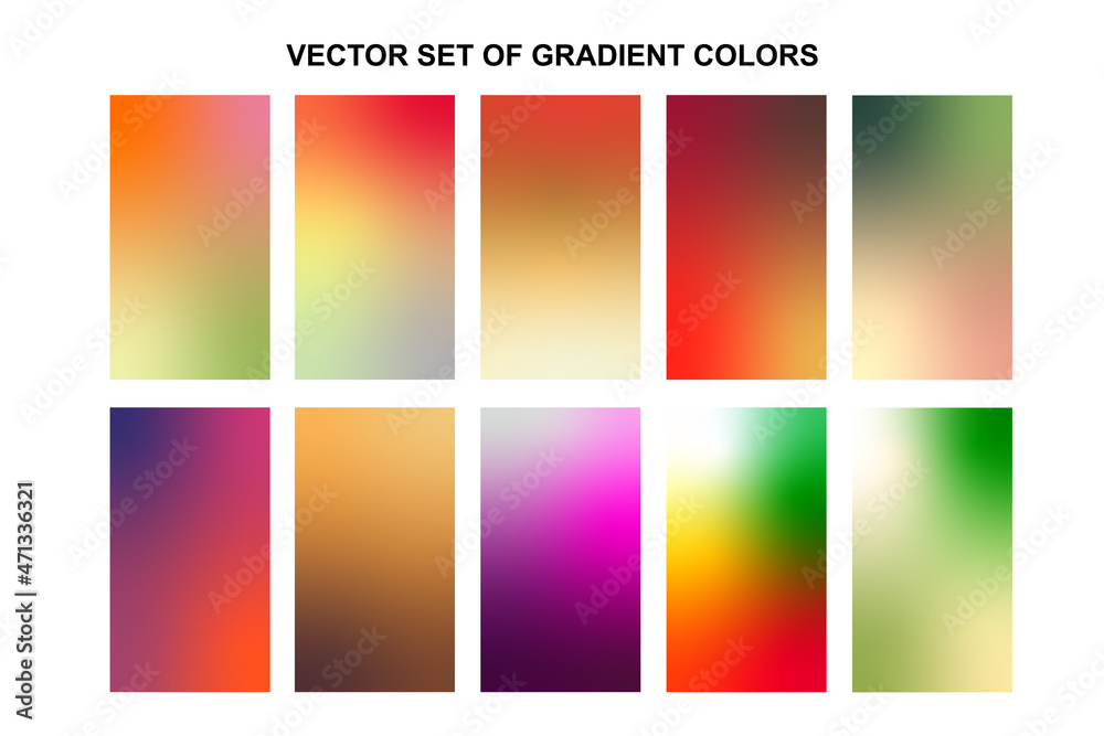 Vivid gradient colors collection set. Abstract background wallpaper.
