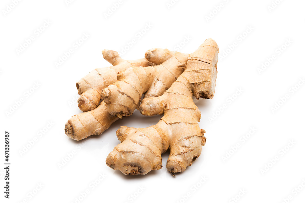 Fresh ginger root isolated on a white background