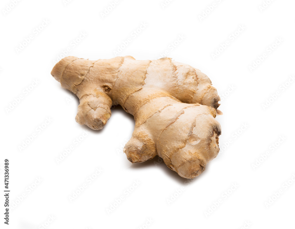 Fresh ginger root isolated on a white background