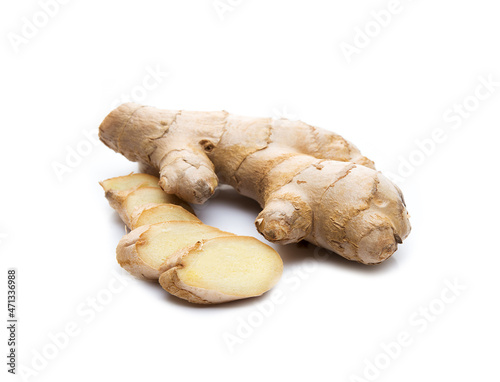 Fresh ginger root isolated on a white background