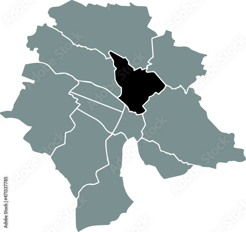 Black location map of the Kreis 6 District inside gray urban districts map of the Swiss regional capital city of Zurich  Switzerland