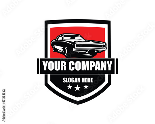 Muscle car silhouette logo concept badge emblem vector isolated