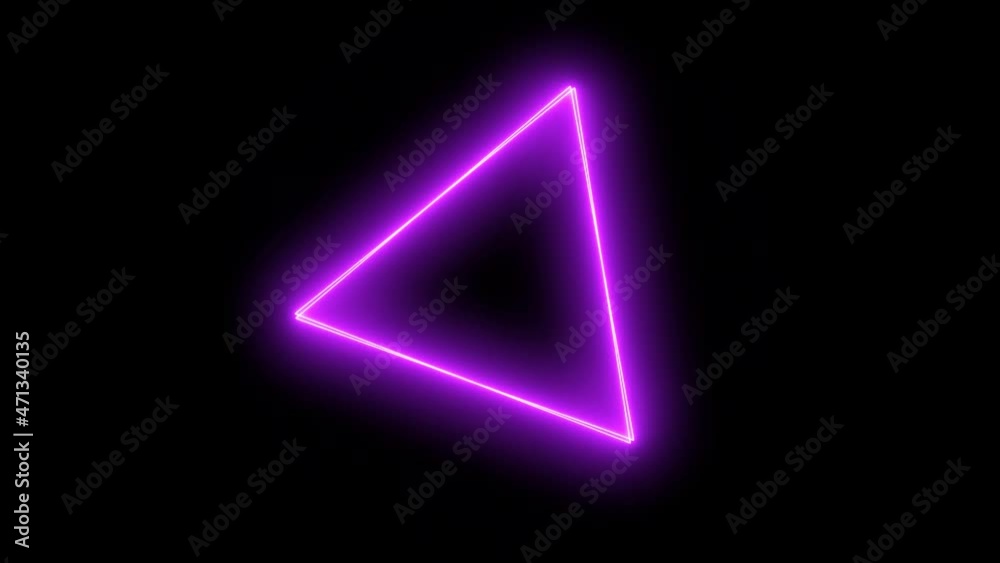 Purple neon light triangle Spinnintg animated background