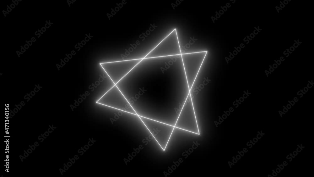 White neon light triangle Spinnintg animated background White neon light triangle Spinnintg animated background